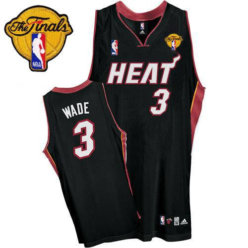 Heat Finals Patch #3 Dwyane Wade Black Stitched Basketball Jersey