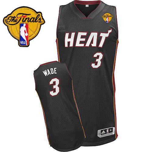 Heat Finals Patch #3 Dwyane Wade Revolution 30 Black Stitched Basketball Jersey