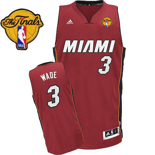 Heat Finals Patch #3 Dwyane Wade Revolution 30 Red Stitched Basketball Jersey