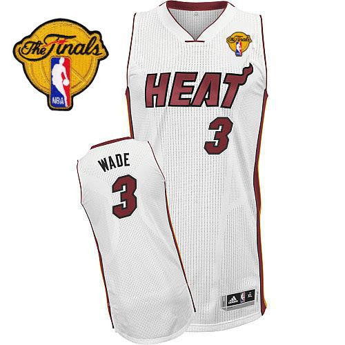 Heat Finals Patch #3 Dwyane Wade Revolution 30 White Stitched Basketball Jersey