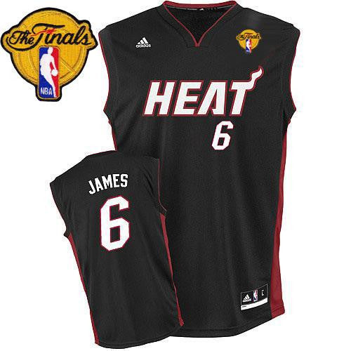 Heat Finals Patch #6 LeBron James Black Stitched Basketball Jersey