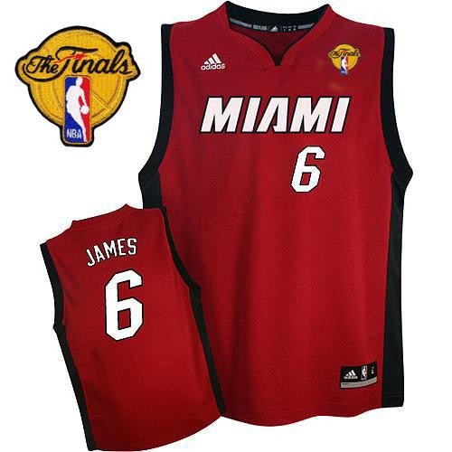 Heat Finals Patch #6 LeBron James Red Stitched Basketball Jersey