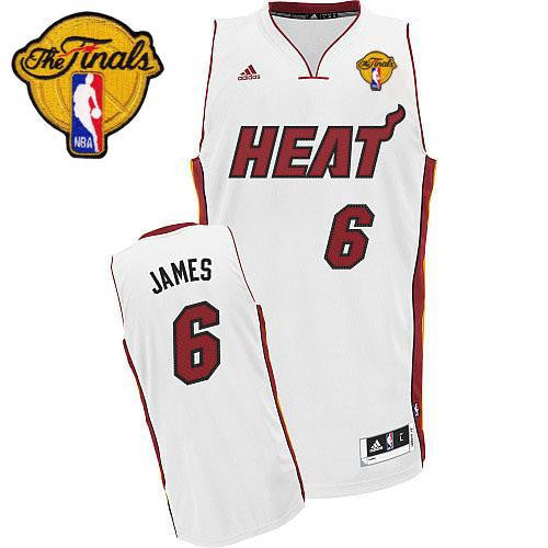 Heat Finals Patch #6 LeBron James Revolution 30 White Stitched Basketball Jersey