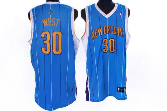 Hornets #30 David West Stitched Baby Blue Basketball Jersey