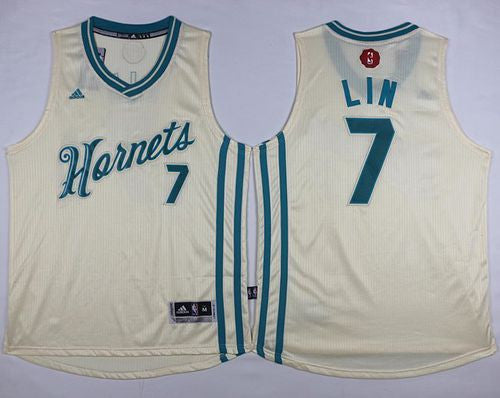 Hornets #7 Jeremy Lin Cream 2015-2016 Christmas Day Stitched Basketball Jersey