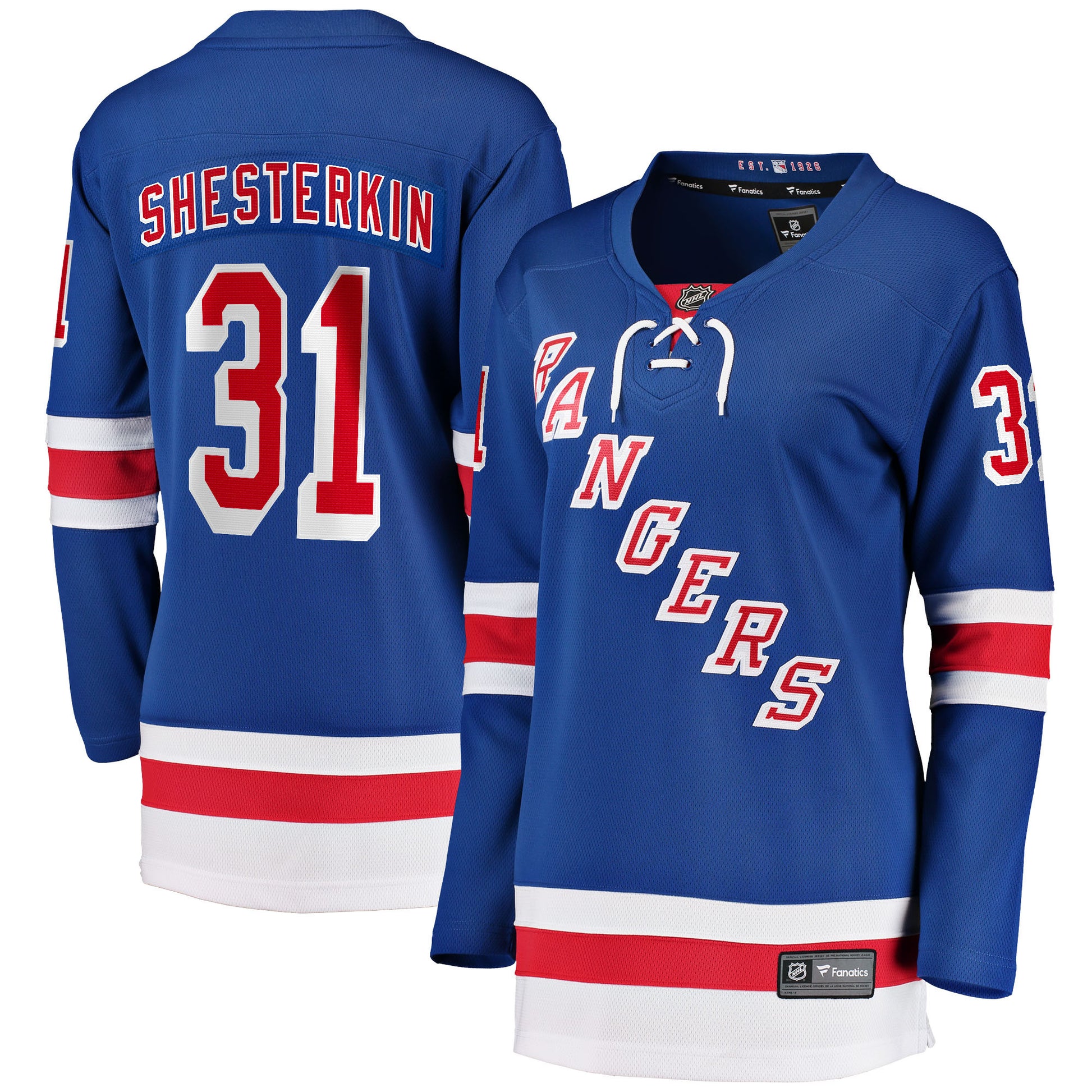 Igor Shesterkin New York Rangers Branded Women's Home Breakaway Hockey Jersey - Blue