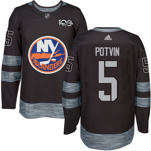 Islanders #5 Denis Potvin Black 1917-2017 100th Anniversary Stitched Hockey Jersey