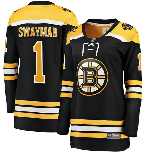 Jeremy Swayman Boston Bruins Branded Women's Home Breakaway Hockey Jersey - Black