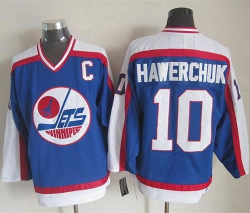 Jets #10 Dale Hawerchuk Blue/White CCM Throwback Stitched Hockey Jersey