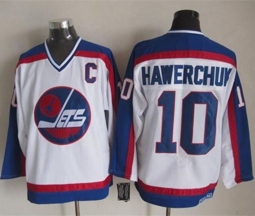 Jets #10 Dale Hawerchuk White/Blue CCM Throwback Stitched Hockey Jersey