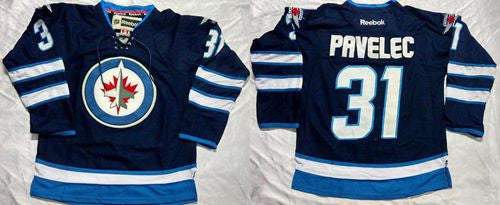 Jets #31 Ondrej Pavelec Dark Blue Stitched Hockey Jersey