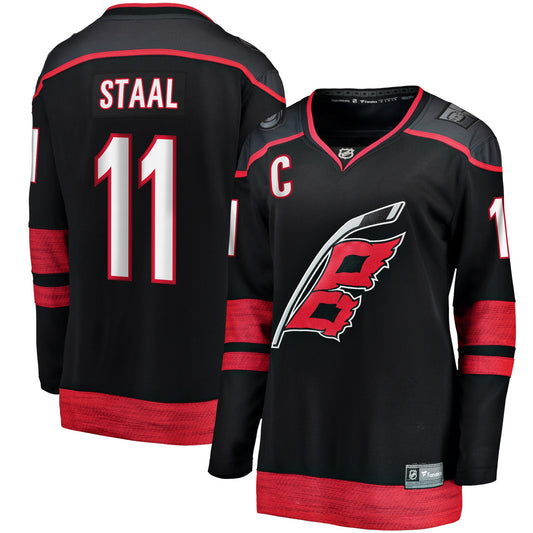 Jordan Staal Carolina Hurricanes Branded Women's Home Captain Patch Breakaway Player Hockey Jersey - Black