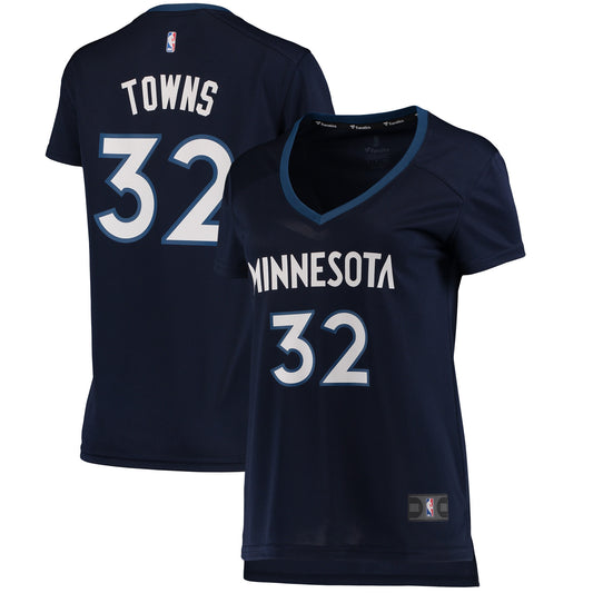 Karl-anthony Towns Minnesota Timberwolves Branded Women's Fast Break Basketball Jersey Navy - Icon Edition