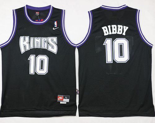 Kings #10 Mike Bibby Black Throwback Stitched Basketball Jersey