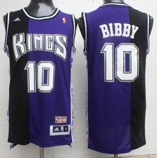 Kings #10 Mike Bibby Purple/Black Throwback Stitched Basketball Jersey