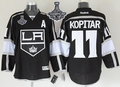 Kings #11 Anze Kopitar Black Home 2014 Stanley Cup Champions Stitched Hockey Jersey