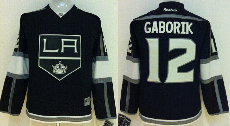 Kings 12 Gaborik Black Youth Hockey Jersey