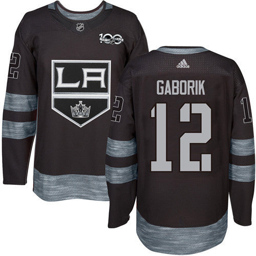 Kings #12 Marian Gaborik Black 1917-2017 100th Anniversary Stitched Hockey Jersey