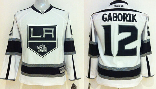 Kings 12 Marian Gaborik White Youth Reebok Hockey Jersey