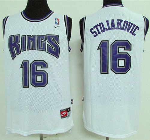 Kings #16 Peja Stojakovic White Throwback Stitched Basketball Jersey