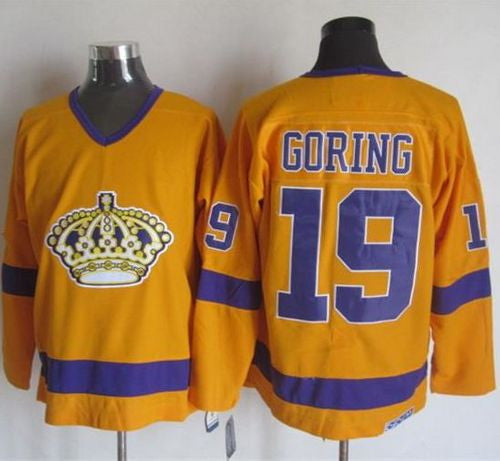 Kings #19 Butch Goring Yellow/Purple CCM Throwback Stitched Hockey Jersey