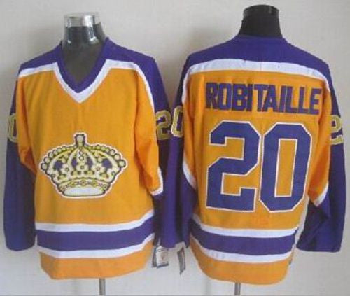 Kings #20 Luc Robitaille Yellow CCM Throwback Stitched Hockey Jersey