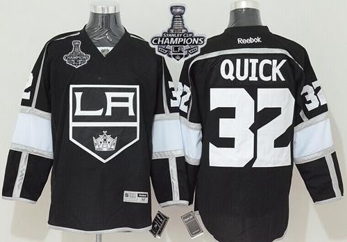 Kings #32 Jonathan Quick Black Home 2014 Stanley Cup Champions Stitched Hockey Jersey