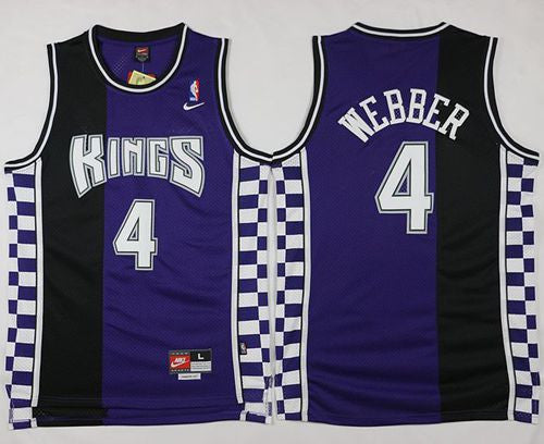 Kings #4 Chris Webber Purple/Black Throwback Stitched Basketball Jersey