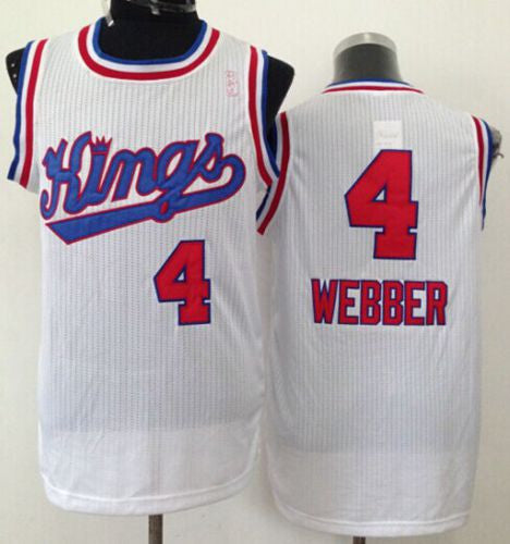 Kings #4 Chris Webber White New Throwback Stitched Basketball Jersey