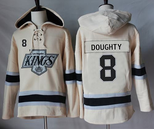 Kings #8 Drew Doughty Cream Sawyer Hooded Sweatshirt Stitched Hockey Jersey