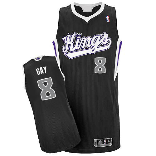 Kings #8 Rudy Gay Black Revolution 30 Stitched Basketball Jersey