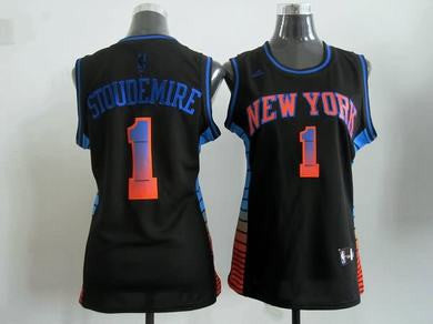 Knicks 1 Stoudemire Black rainbow Women Basketball Jersey