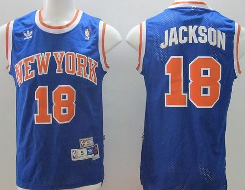 Knicks #18 Phil Jackson Blue Throwback Stitched Basketball Jersey