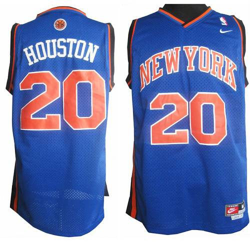 Knicks #20 Allan Houston Blue Throwback Stitched Basketball Jersey