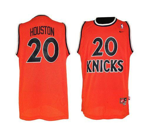 Knicks #20 Allan Houston Orange Throwback Stitched Basketball Jersey