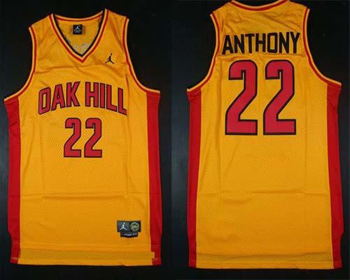 Knicks #22 Carmelo Anthony Gold Oak Hill Academy High School Stitched Basketball Jersey