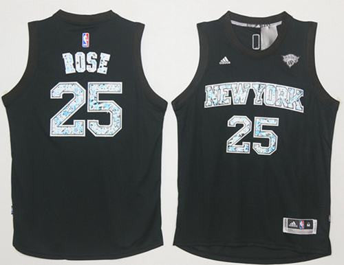 Knicks #25 Derrick Rose Black Diamond Fashion Stitched Basketball Jersey