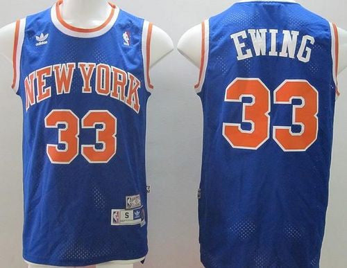 Knicks #33 Patrick Ewing Blue Throwback Stitched Basketball Jersey