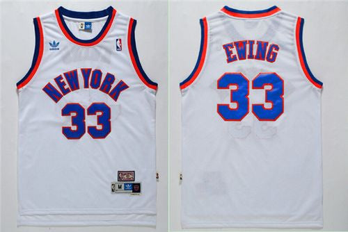 Knicks #33 Patrick Ewing White Throwback Stitched Basketball Jersey