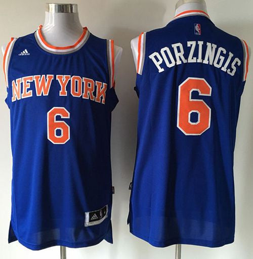 Knicks #6 Kristaps Porzingis Blue Stitched Basketball Jersey