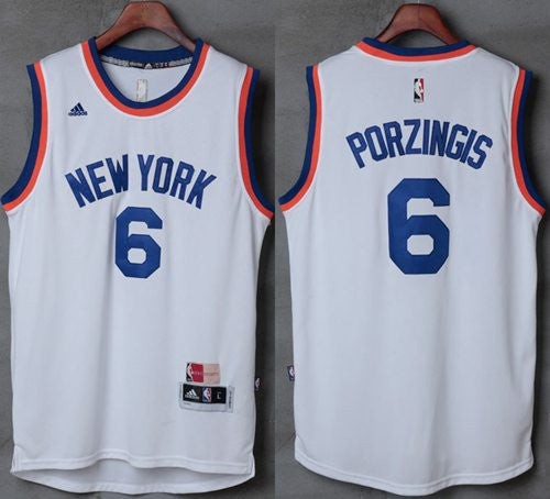 Knicks #6 Kristaps Porzingis New White Stitched Basketball Jersey