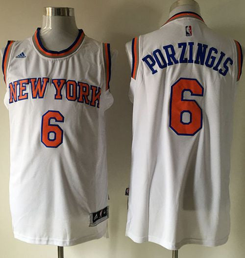 Knicks #6 Kristaps Porzingis White Stitched Basketball Jersey