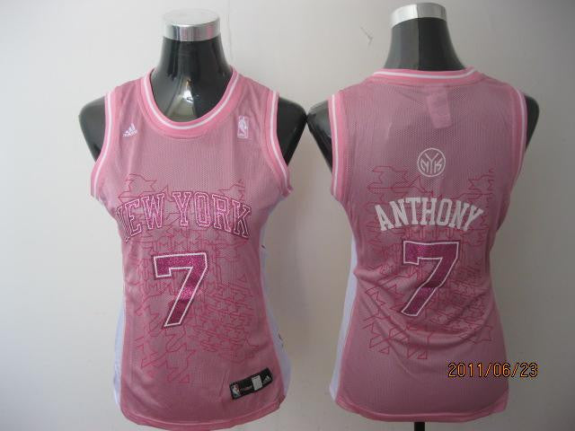 Knicks 7 Anthony Pink Women Basketball Jersey