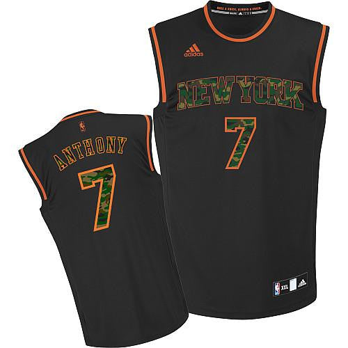 Knicks #7 Carmelo Anthony Black Camo Fashion Stitched Basketball Jersey