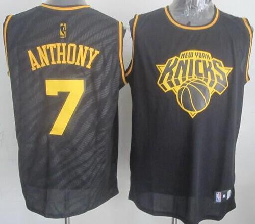 Knicks #7 Carmelo Anthony Black Precious Metals Fashion Stitched Basketball Jersey