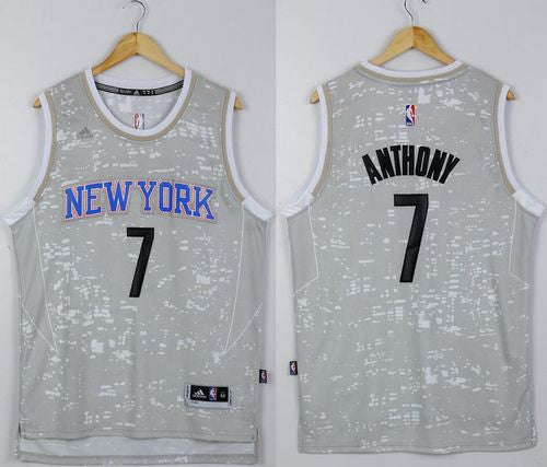 Knicks #7 Carmelo Anthony Grey City Light Stitched Basketball Jersey