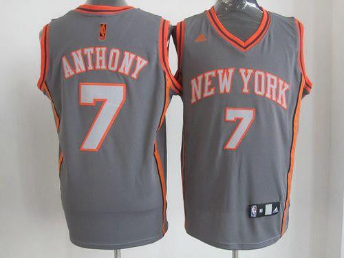 Knicks #7 Carmelo Anthony Grey Graystone Fashion Stitched Basketball Jersey