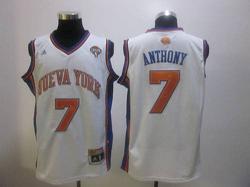 Knicks #7 Carmelo Anthony White Latin Nights Stitched Basketball Jersey