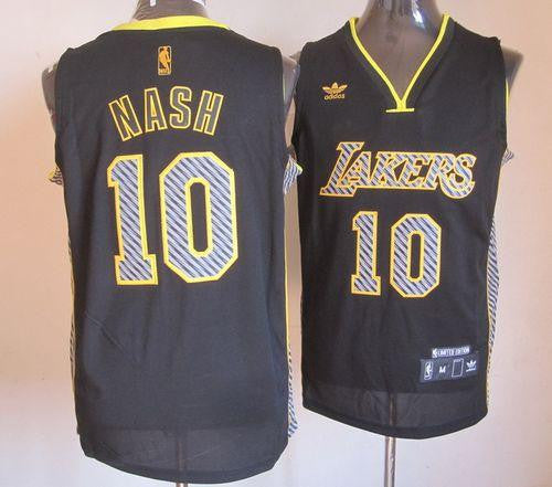 Lakers #10 Steve Nash Black Electricity Fashion Stitched Basketball Jersey