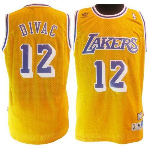 Lakers #12 Vlade Divac Yellow Throwback Stitched Basketball Jersey